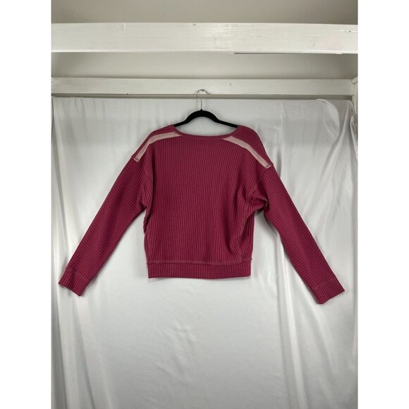 Abercrombie and Fitch Pink V-Neck Women's Cropped Waffle Top - Picture 9 of 14